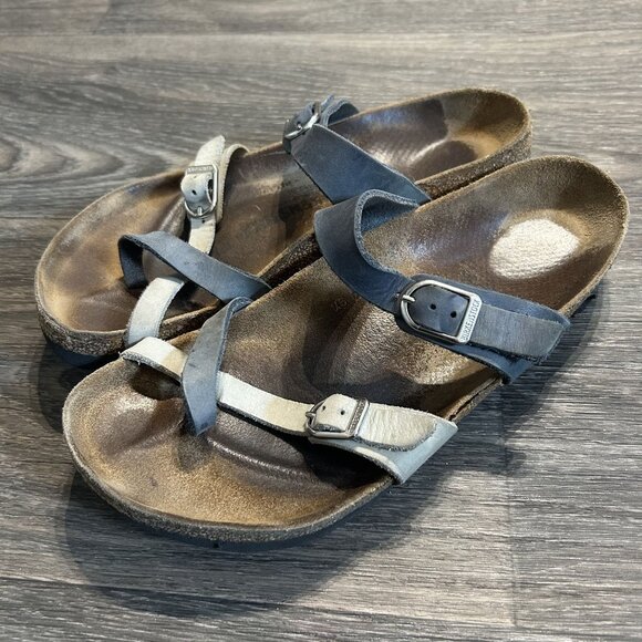 Birkenstock Mayari Sandals Size 9 EU 39 Dove Blue Mineral Nubuck Leather - Picture 3 of 10